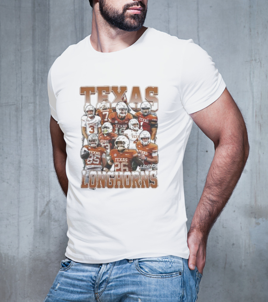 Texas Longhorns Football Legends Heavy Weight Team Players T-Shirt