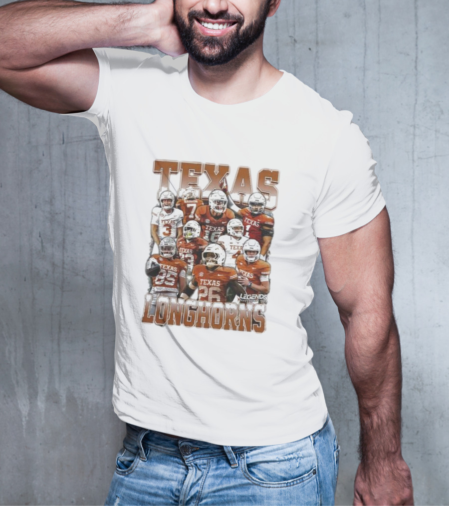 Texas Longhorns Football Legends Heavy Weight Team Players T-Shirt