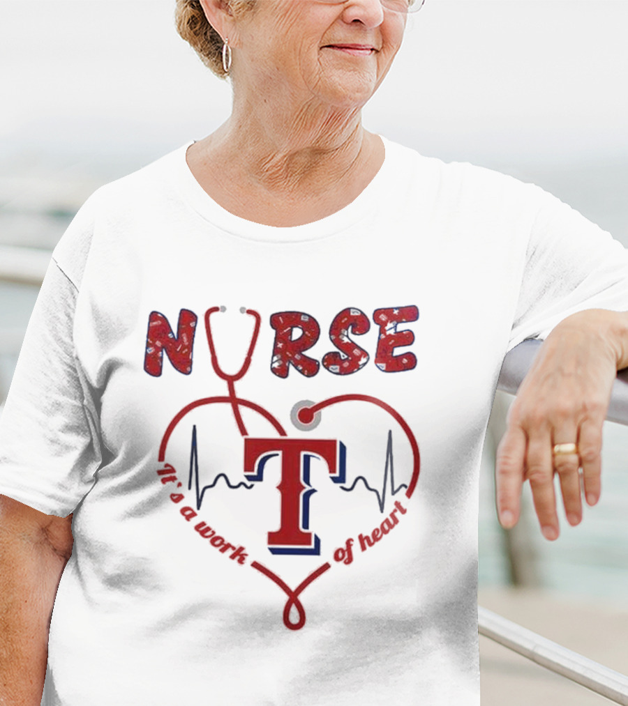 Texas Rangers Nurse Heartbeat Stethoscope 2025 Appreciation T-Shirt