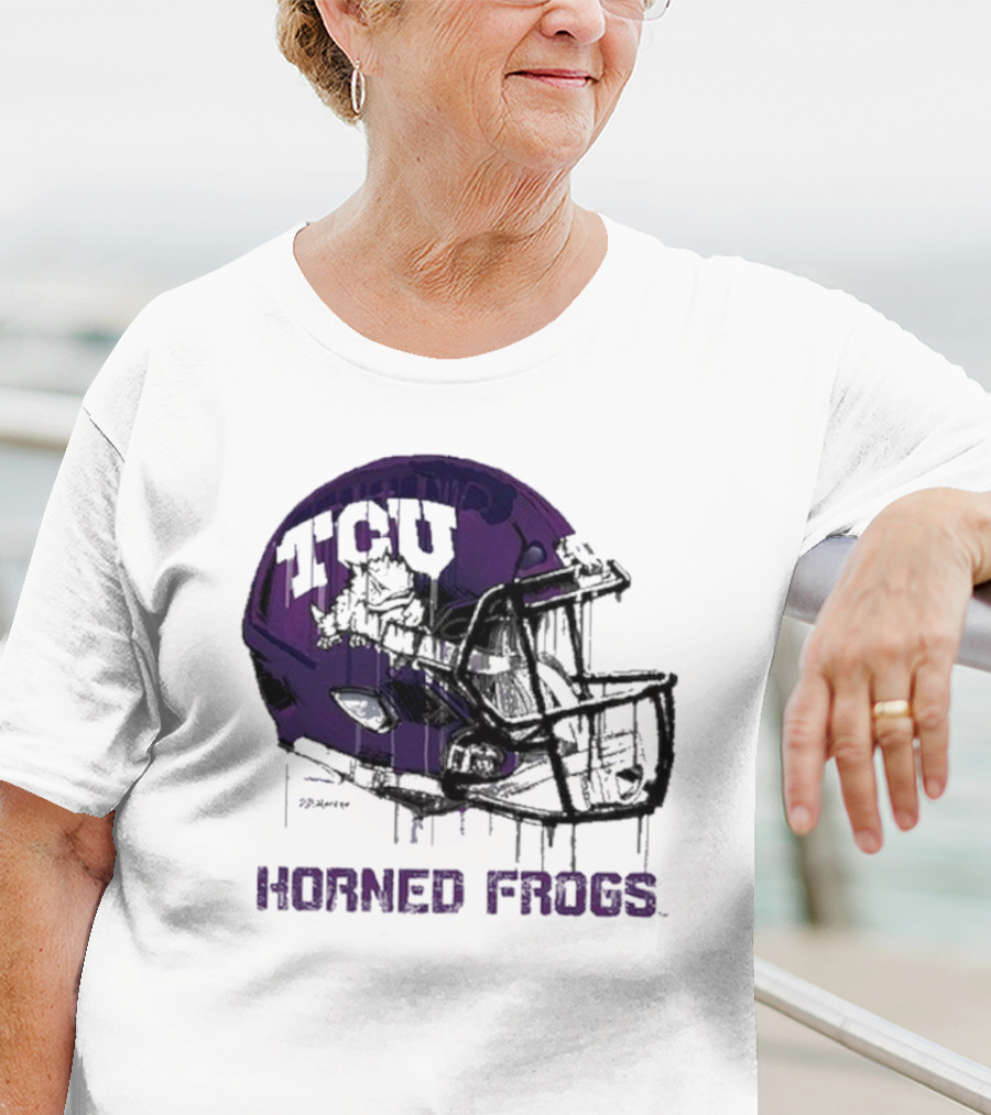 TCU Horned Frogs Dripping Helmet Football T-Shirt