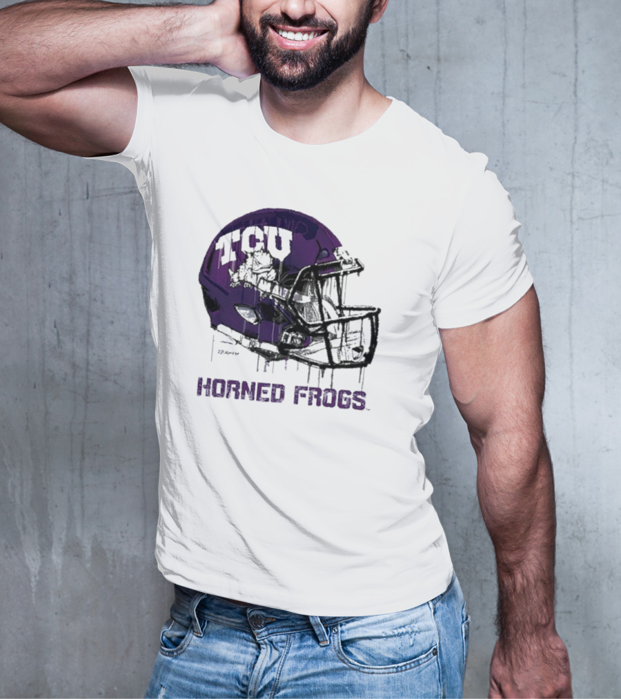 TCU Horned Frogs Dripping Helmet Football T-Shirt