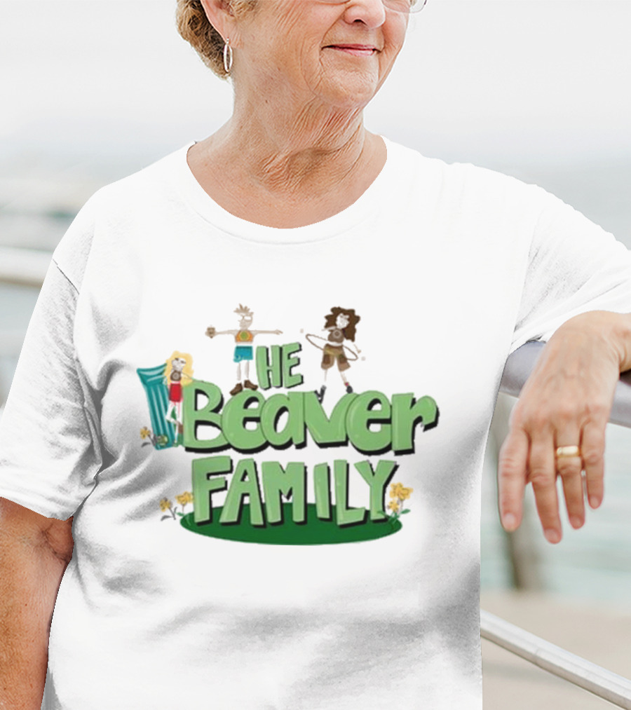 The Beaver Family Characters And Text T-Shirt