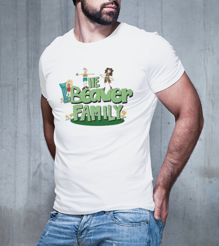 The Beaver Family Characters And Text T-Shirt