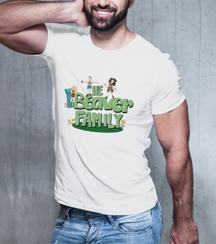 The Beaver Family Characters And Text T-Shirt