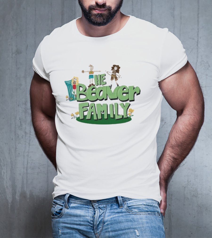 The Beaver Family Characters And Text T-Shirt