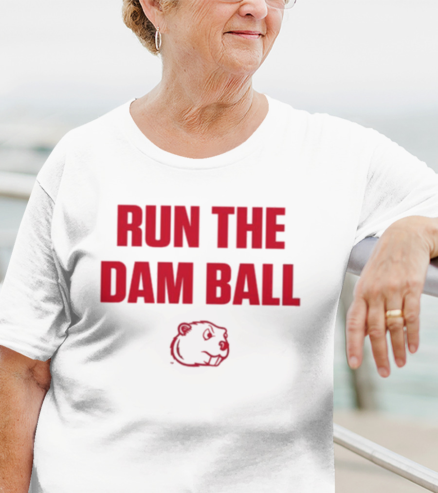 Run The Dam Ball Beaver Minot State T-Shirt