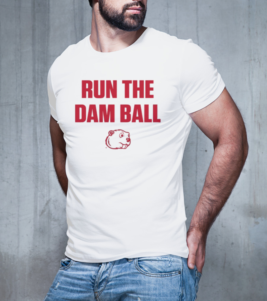 Run The Dam Ball Beaver Minot State T-Shirt
