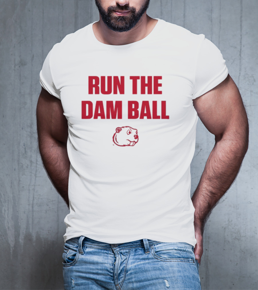 Run The Dam Ball Beaver Minot State T-Shirt