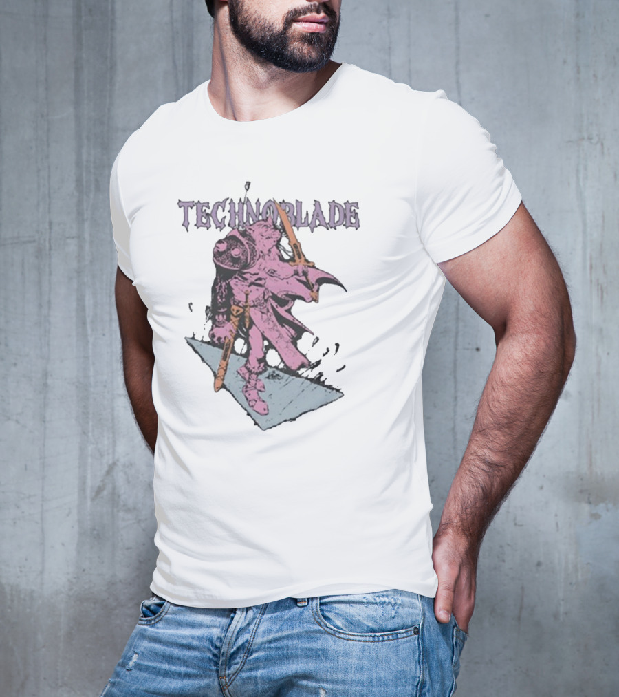 Technoblade Blood God Knight With Sword And Shield T-Shirt