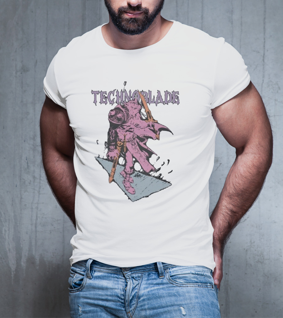 Technoblade Blood God Knight With Sword And Shield T-Shirt
