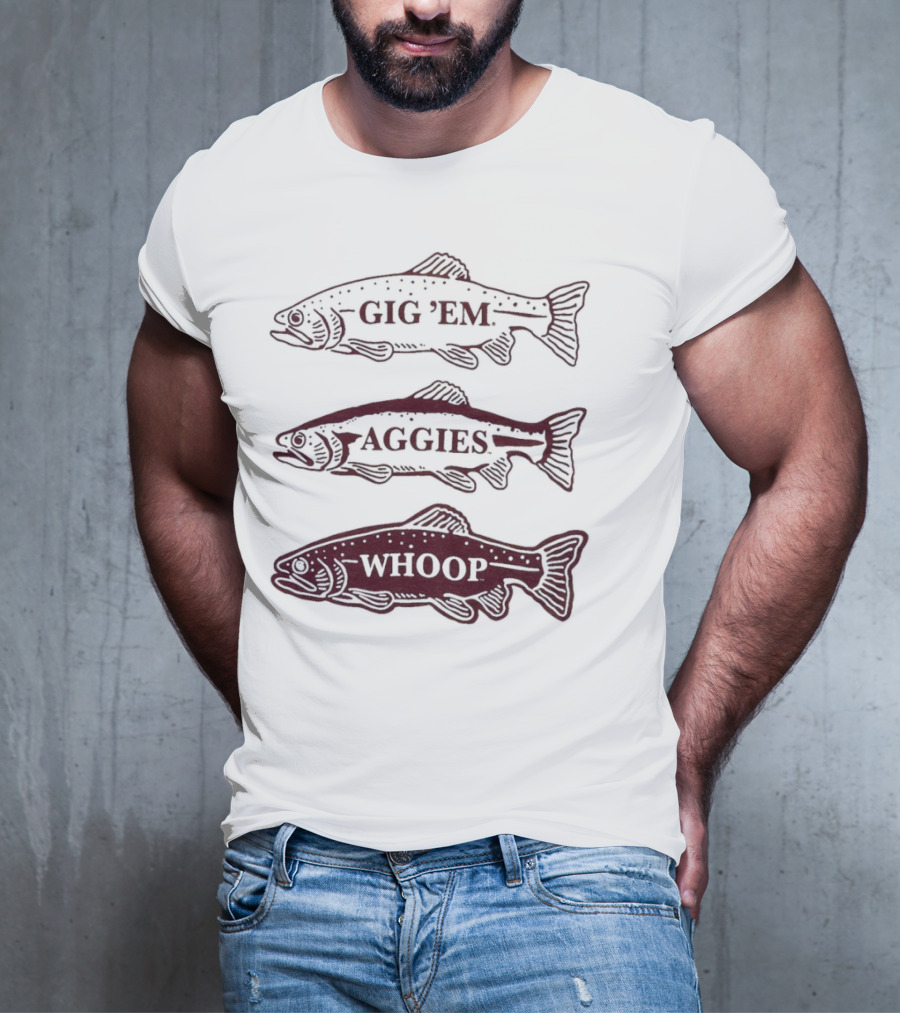Texas A&M Aggies Gig 'Em Whoop Fish Trio T-Shirt