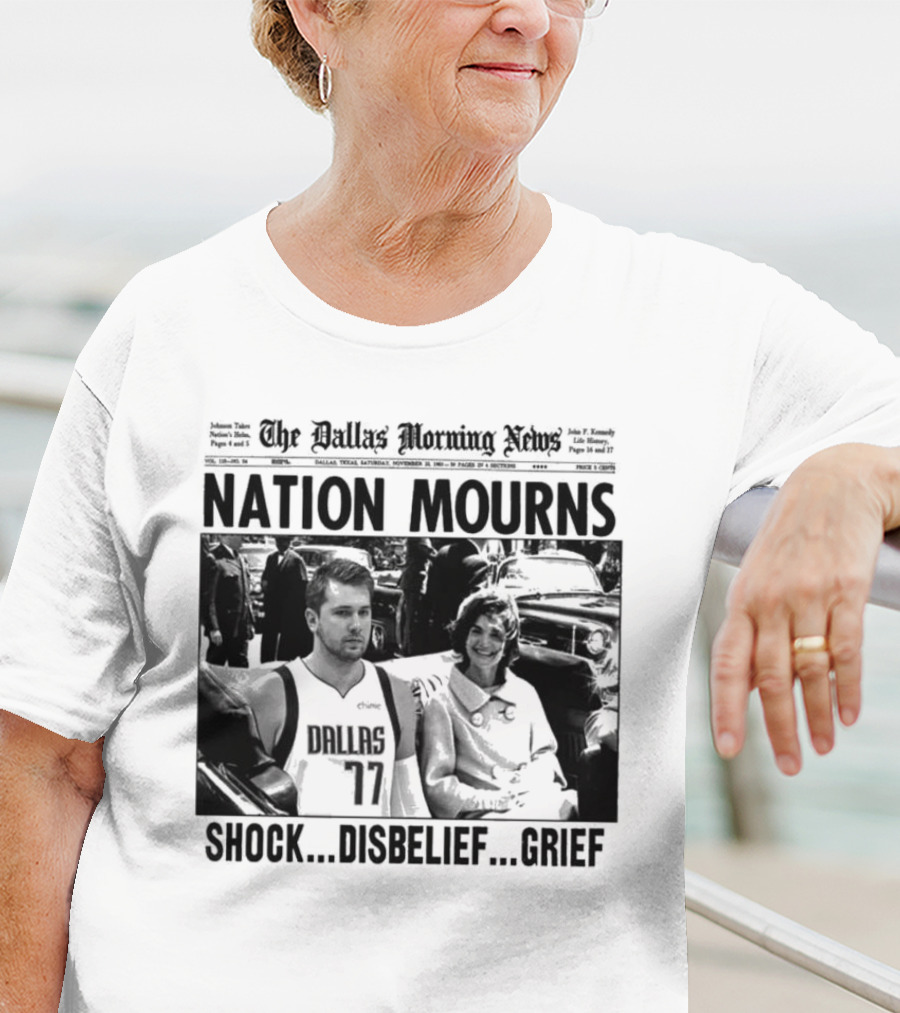 The Dallas Morning News Nation Mourns Shock Disbelief Grief Basketball Player And Smiling Woman T-Shirt