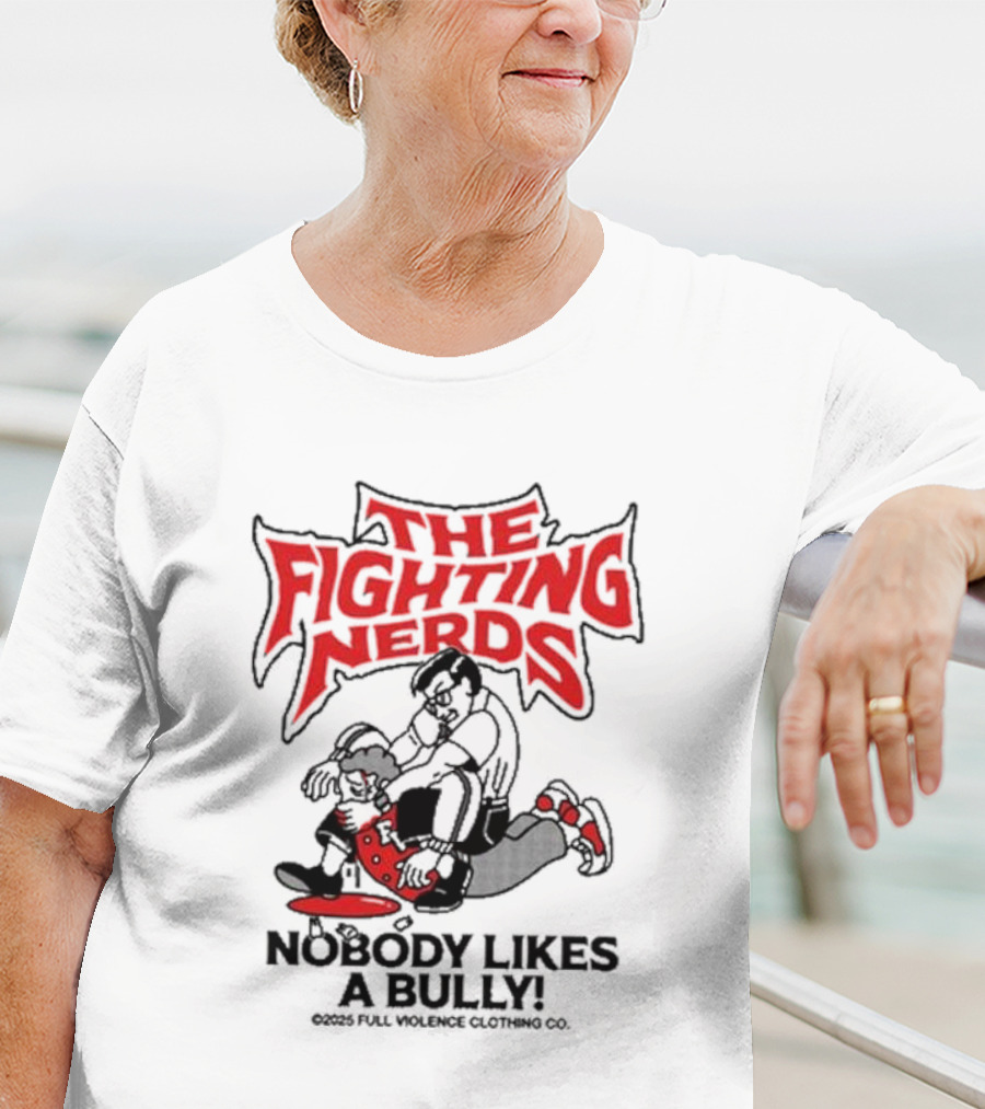 The Fighting Nerds Nobody Likes A Bully Cartoon Robot Battle T-Shirt