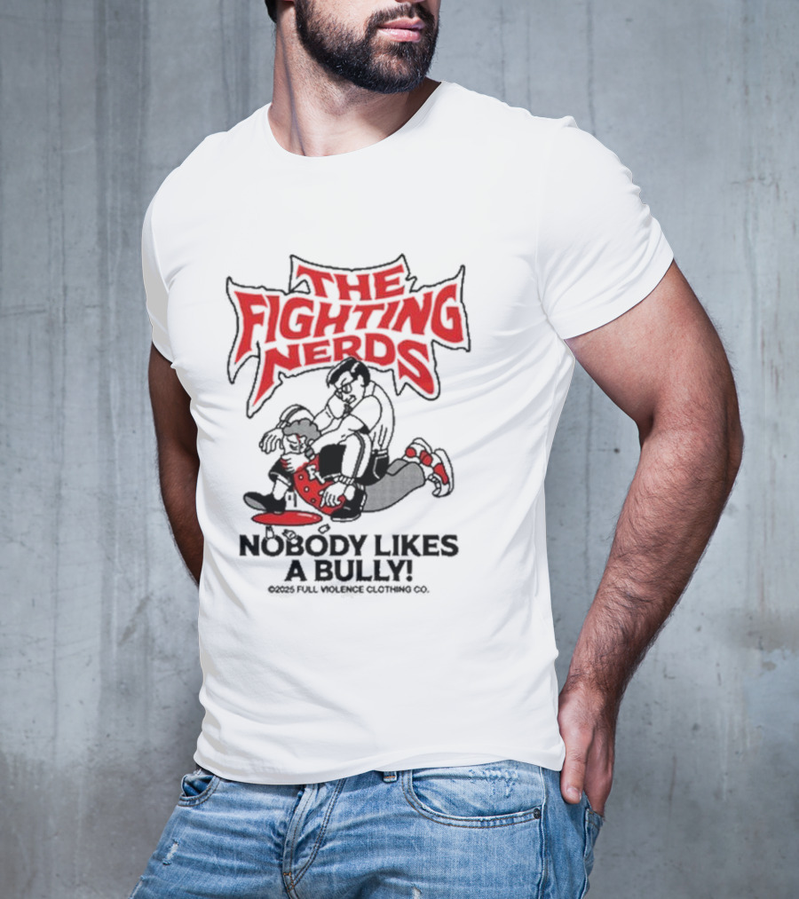 The Fighting Nerds Nobody Likes A Bully Cartoon Robot Battle T-Shirt