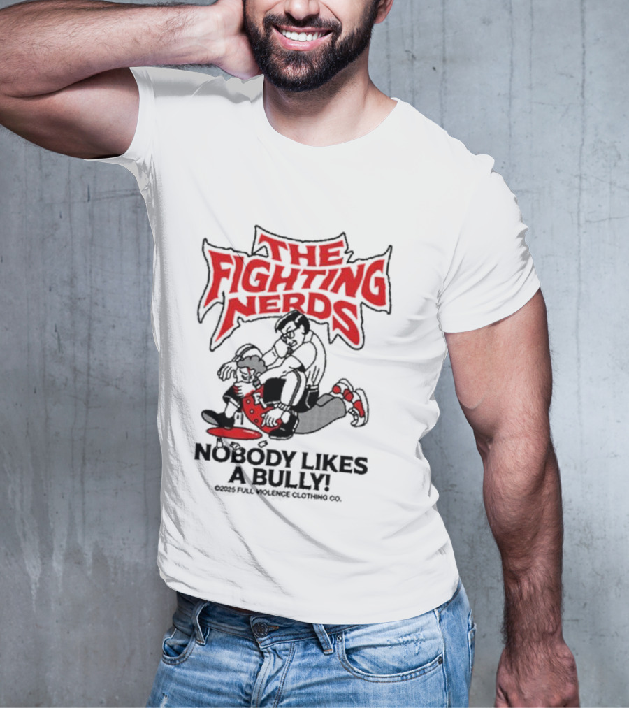 The Fighting Nerds Nobody Likes A Bully Cartoon Robot Battle T-Shirt