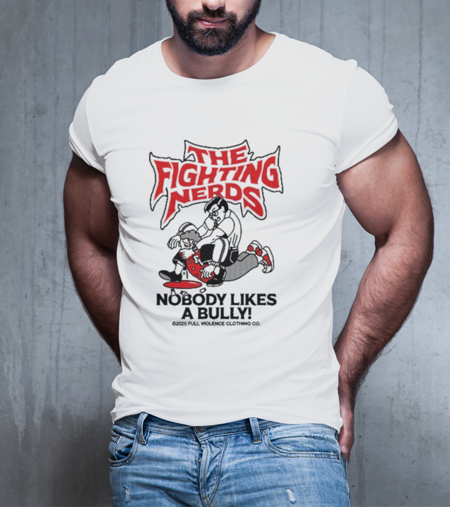 The Fighting Nerds Nobody Likes A Bully Cartoon Robot Battle T-Shirt