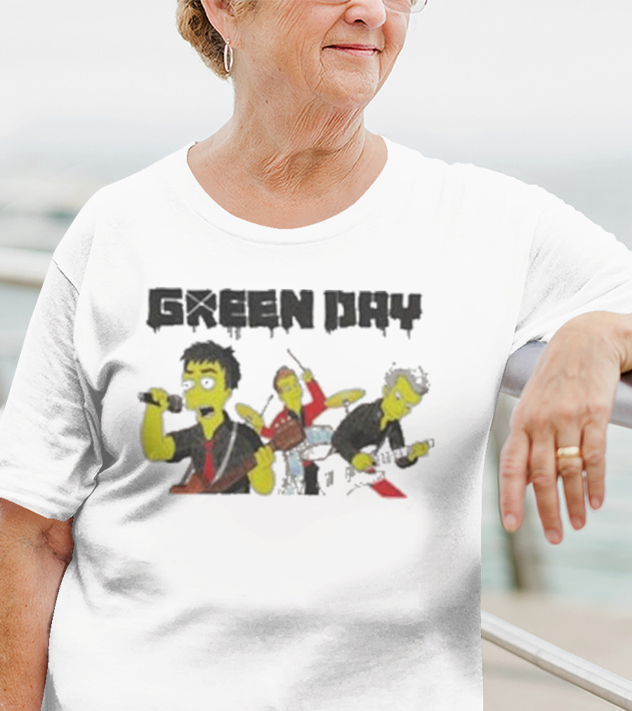 The Simpsons Band Members Playing Instruments Green Day Style T-Shirt