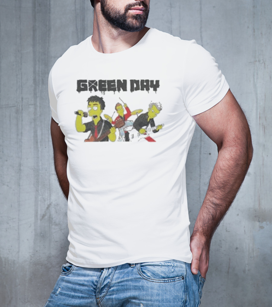 The Simpsons Band Members Playing Instruments Green Day Style T-Shirt