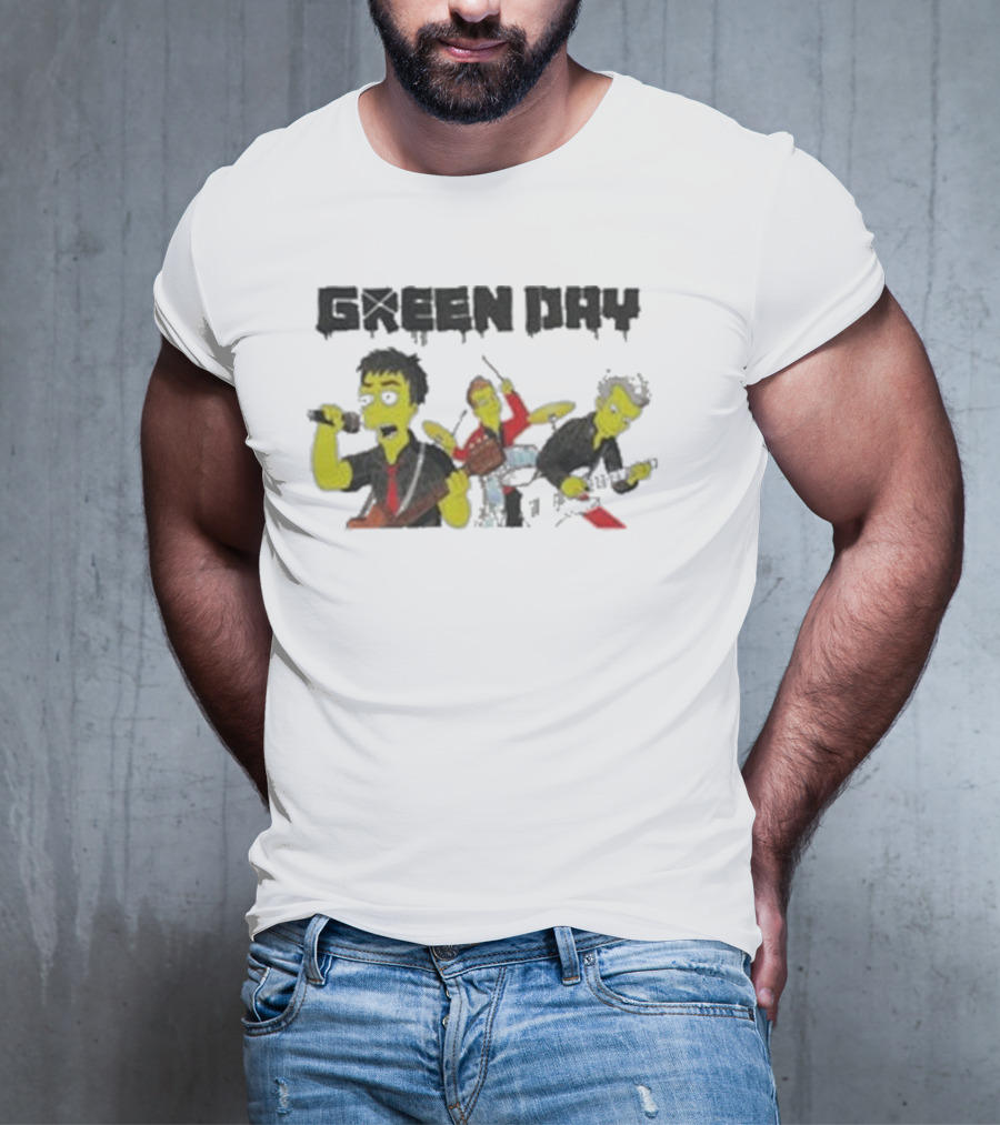 The Simpsons Band Members Playing Instruments Green Day Style T-Shirt