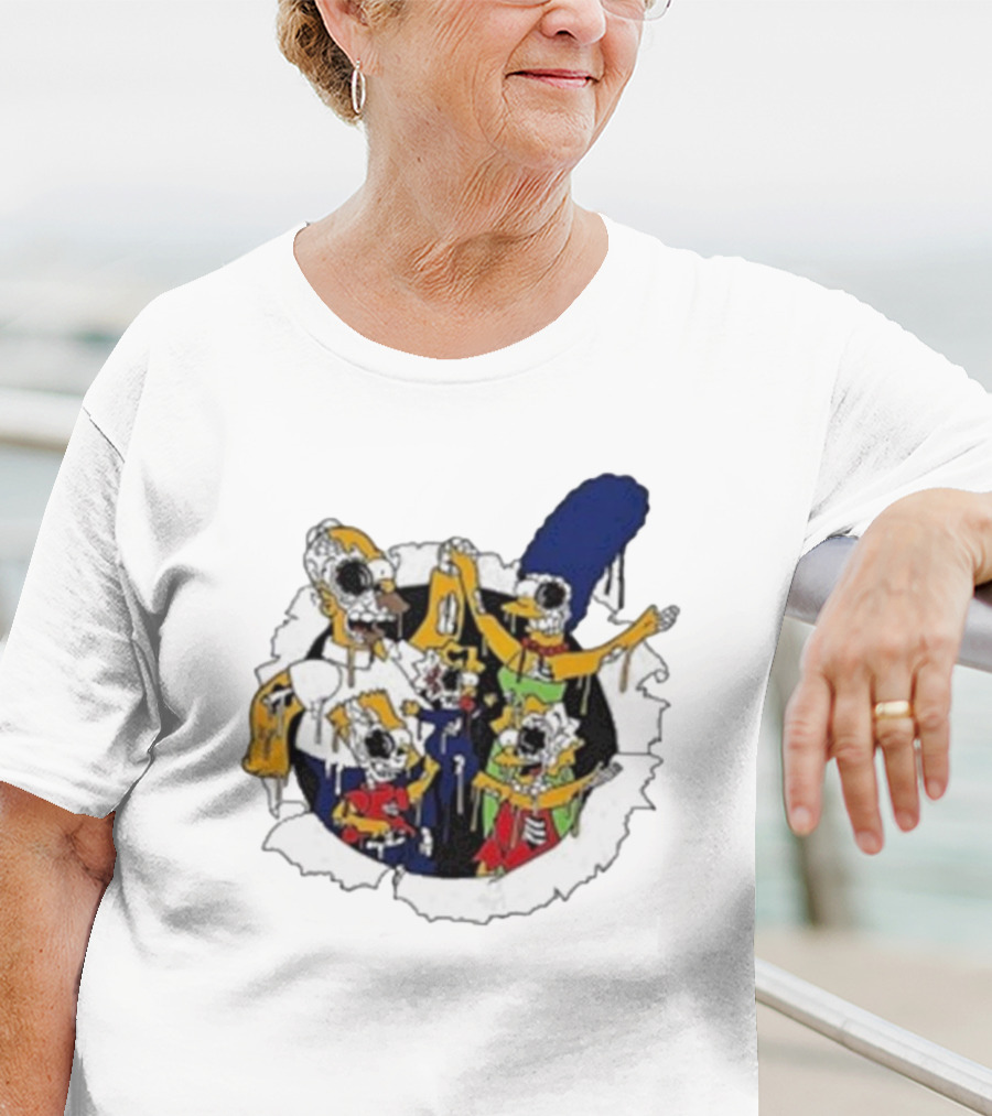Zombie Family Simpsons Characters Dripping Melting Style T-Shirt