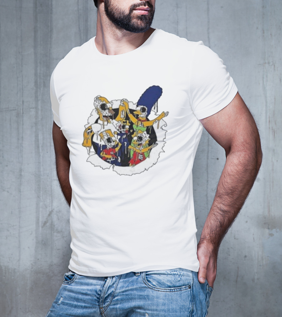 Zombie Family Simpsons Characters Dripping Melting Style T-Shirt