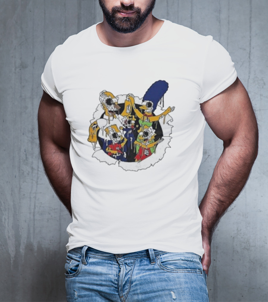 Zombie Family Simpsons Characters Dripping Melting Style T-Shirt