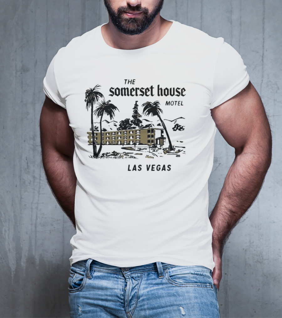 The Somerset House Motel Vintage Las Vegas Retro Style Building Outline T-Shirt