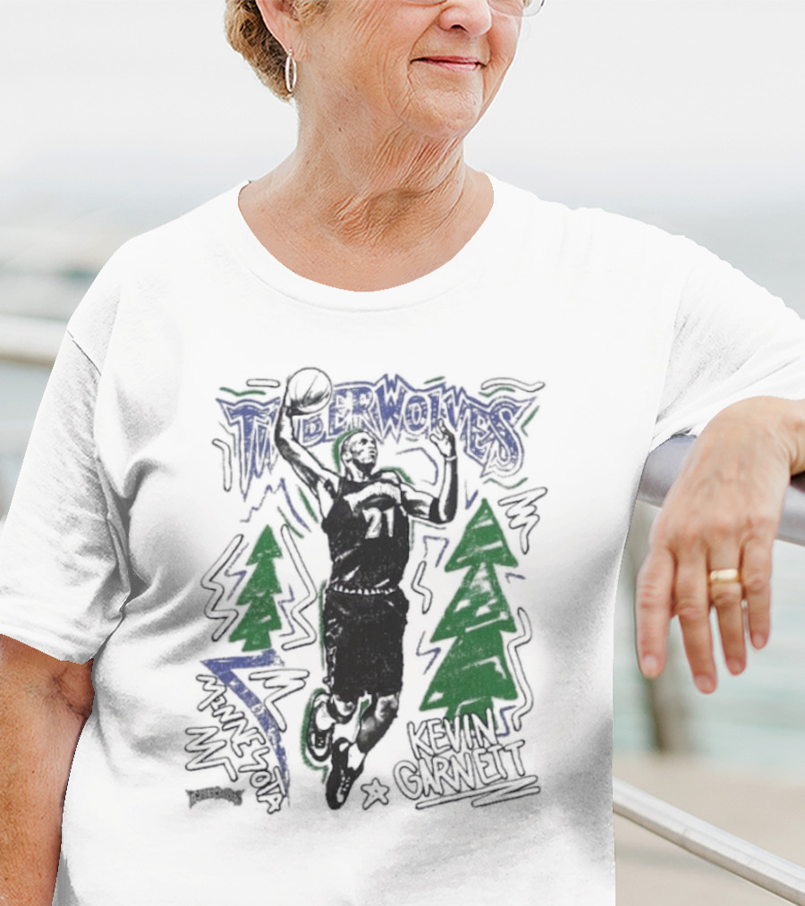 Minnesota Timberwolves Hardwood Kevin Garnett 21 Basketball Legend T-Shirt