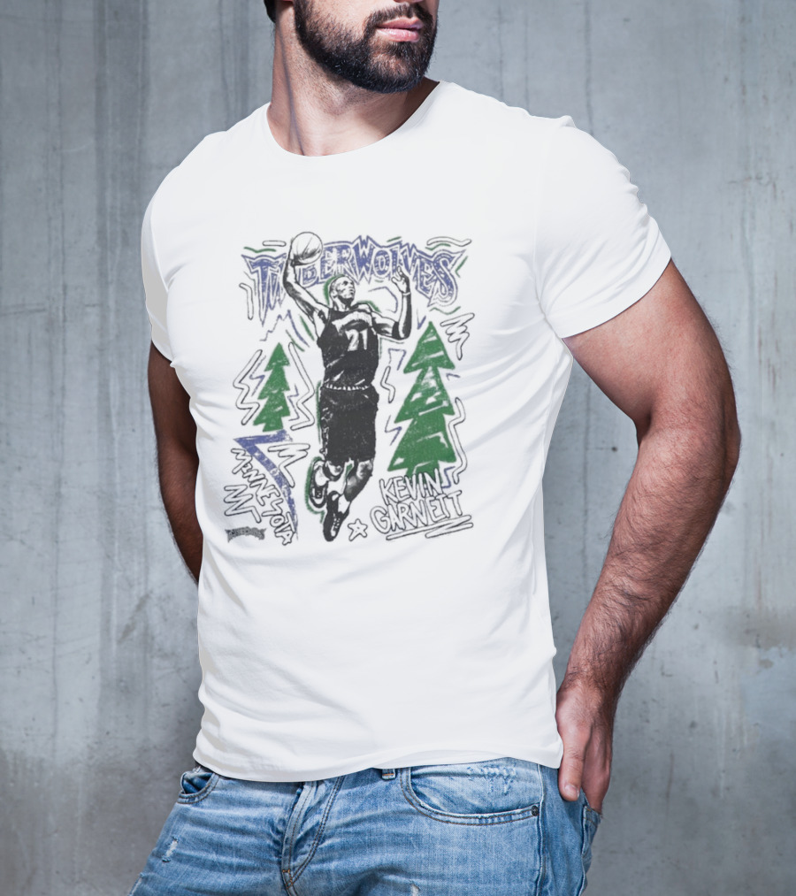 Minnesota Timberwolves Hardwood Kevin Garnett 21 Basketball Legend T-Shirt
