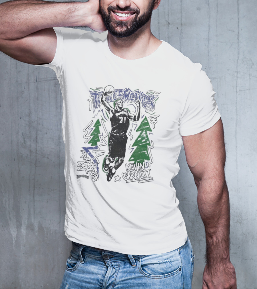 Minnesota Timberwolves Hardwood Kevin Garnett 21 Basketball Legend T-Shirt