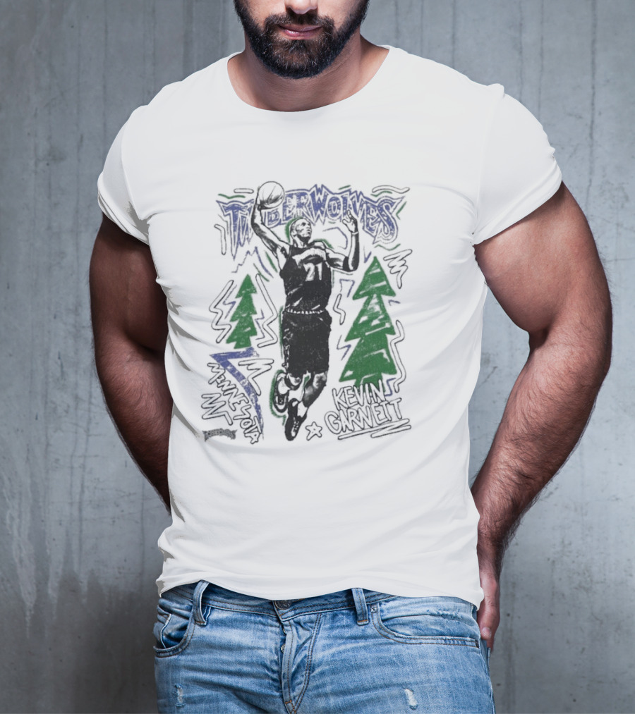 Minnesota Timberwolves Hardwood Kevin Garnett 21 Basketball Legend T-Shirt