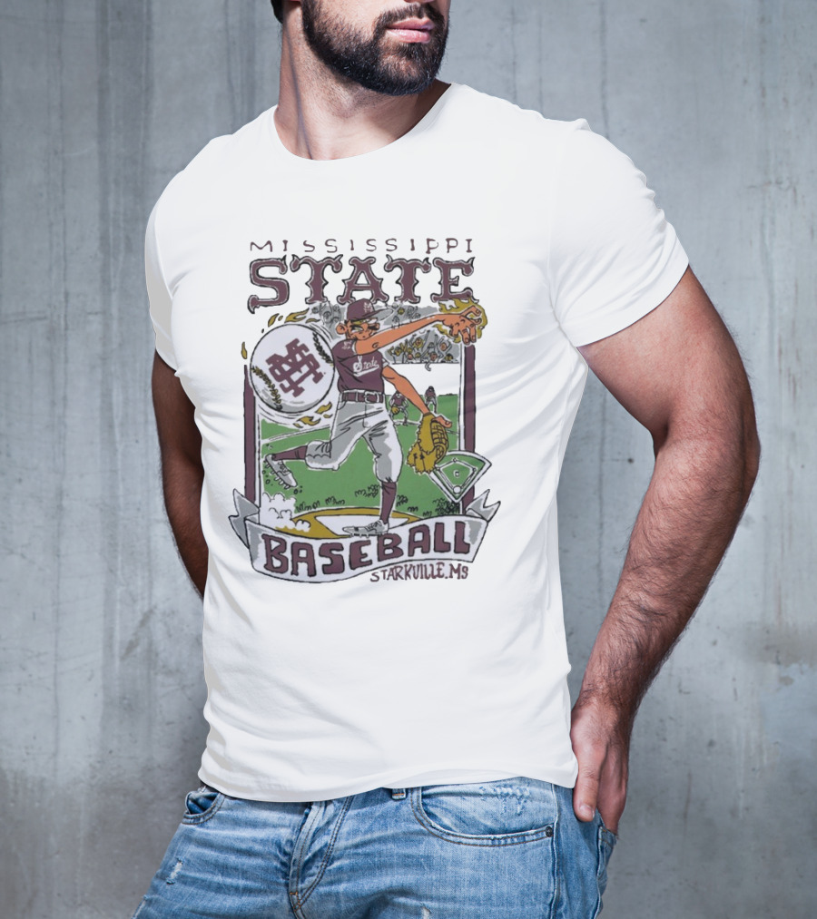 Mississippi State Baseball Starkville MS Wonky Cards T-Shirt