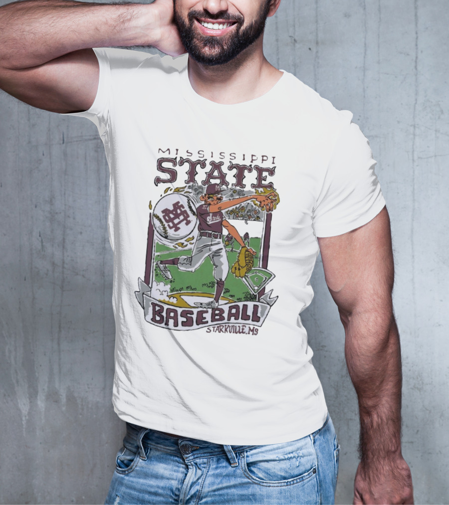Mississippi State Baseball Starkville MS Wonky Cards T-Shirt