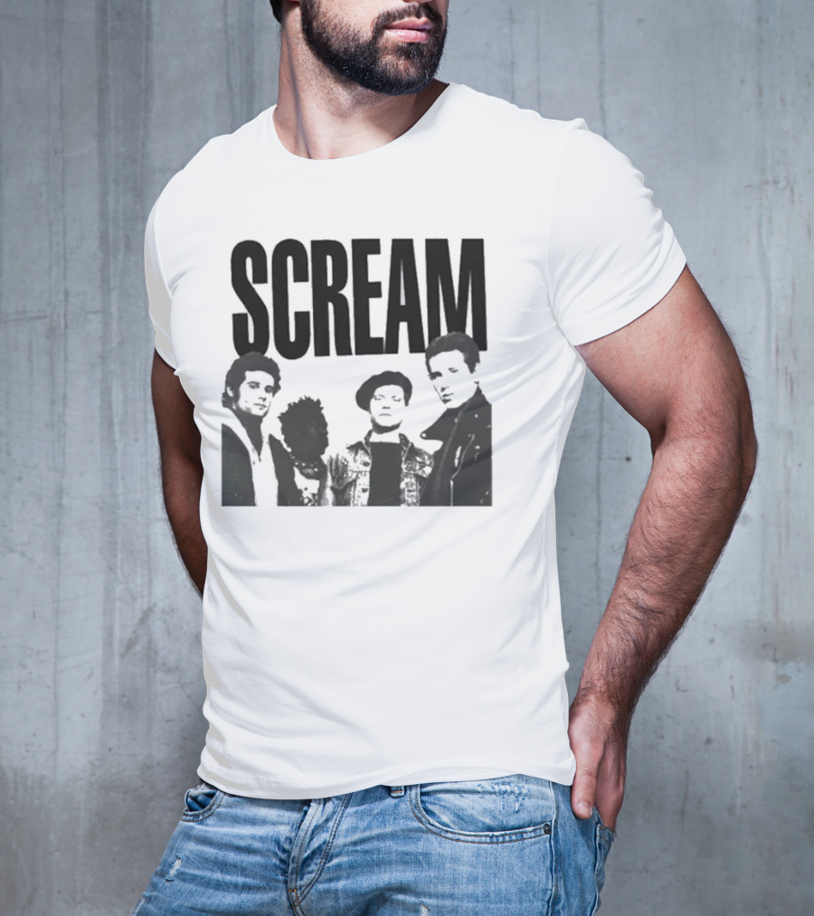 SCREAM Logo With Cartoon Band Graphic T-Shirt