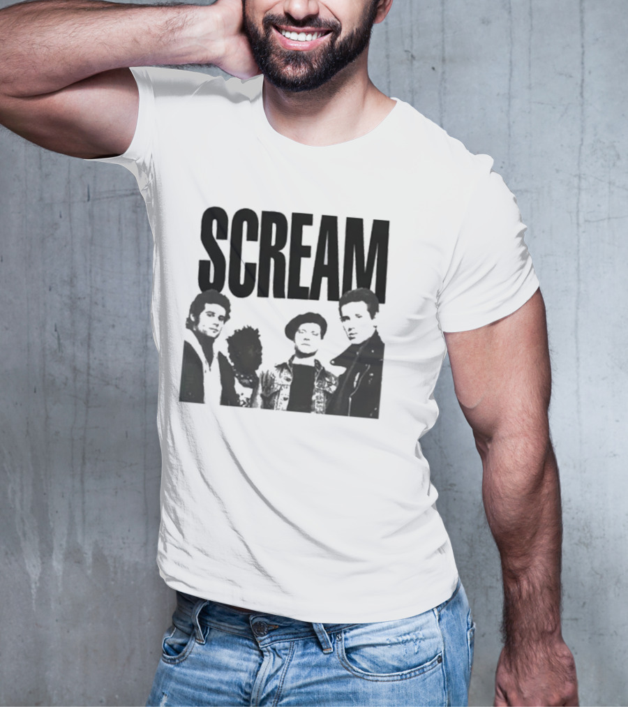 SCREAM Logo With Cartoon Band Graphic T-Shirt