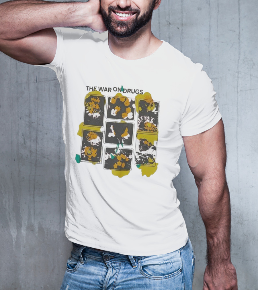 The War On Drugs Floral Squares Butterflies And Flowers T-Shirt