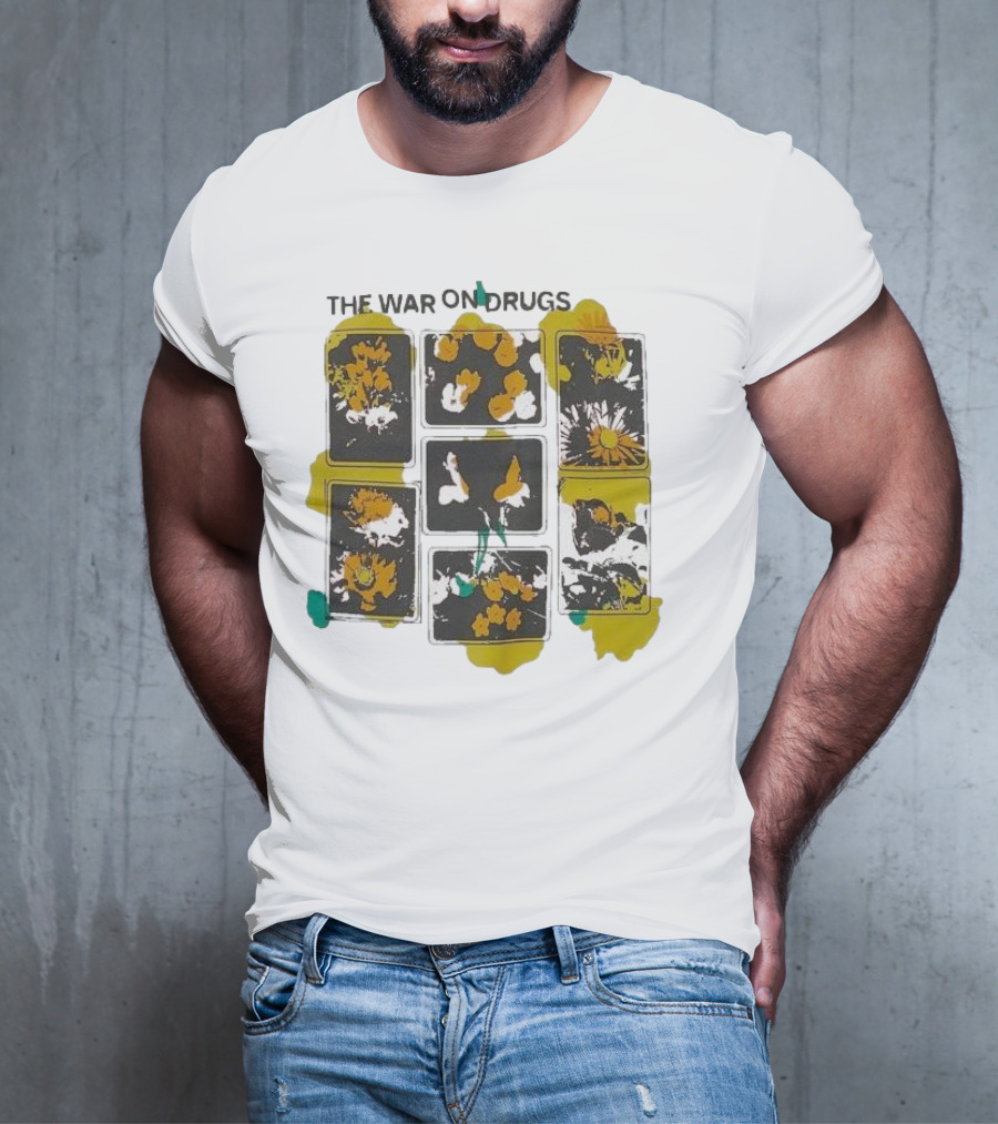 The War On Drugs Floral Squares Butterflies And Flowers T-Shirt