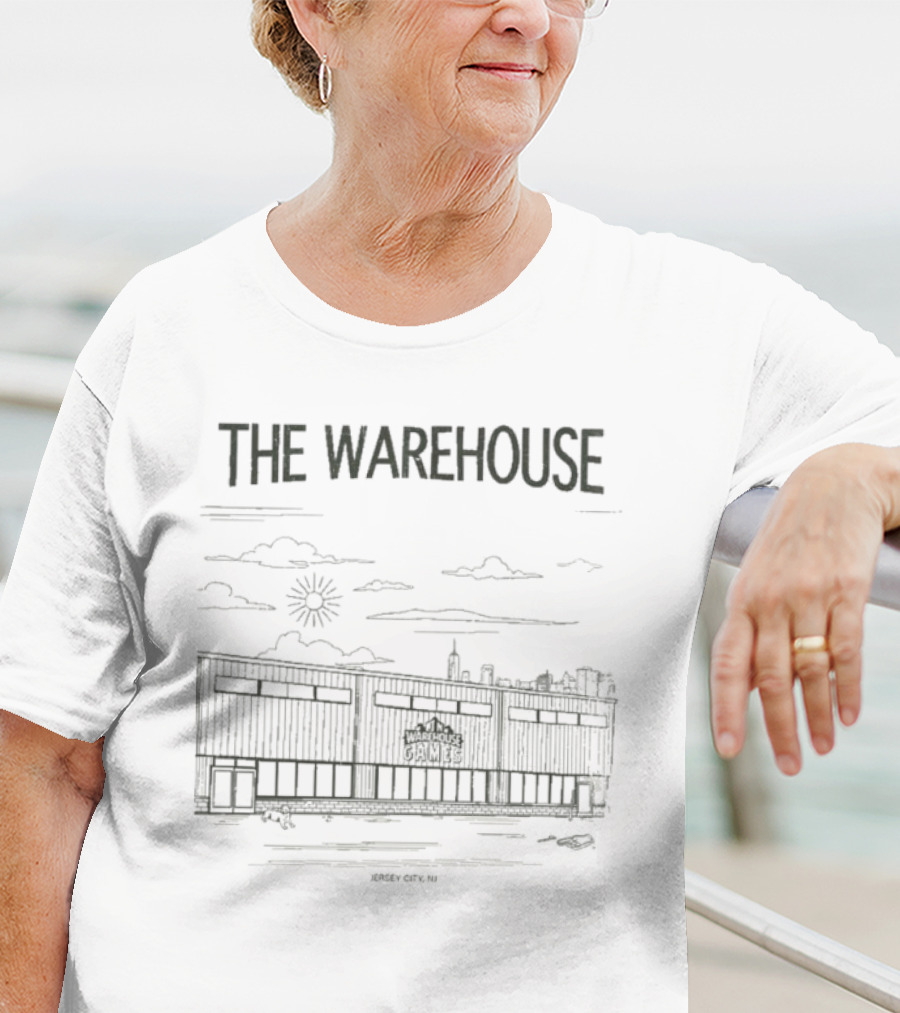 The Warehouse Games Jersey City NJ Skyline Sun And Clouds T-Shirt