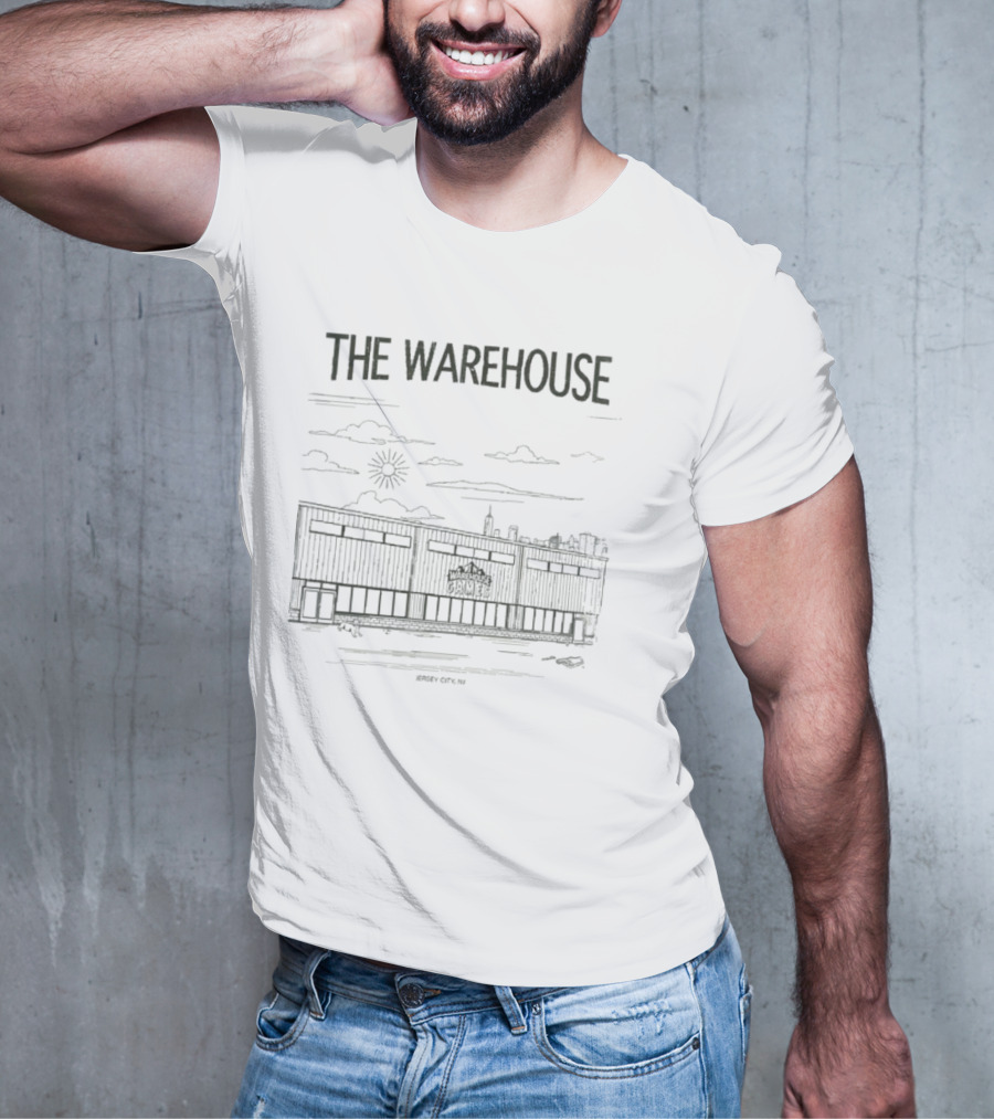 The Warehouse Games Jersey City NJ Skyline Sun And Clouds T-Shirt
