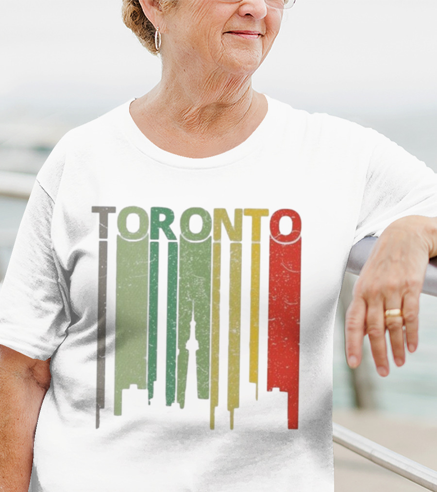 Retro Toronto Skyline Colorful Vertical Lines T-Shirt