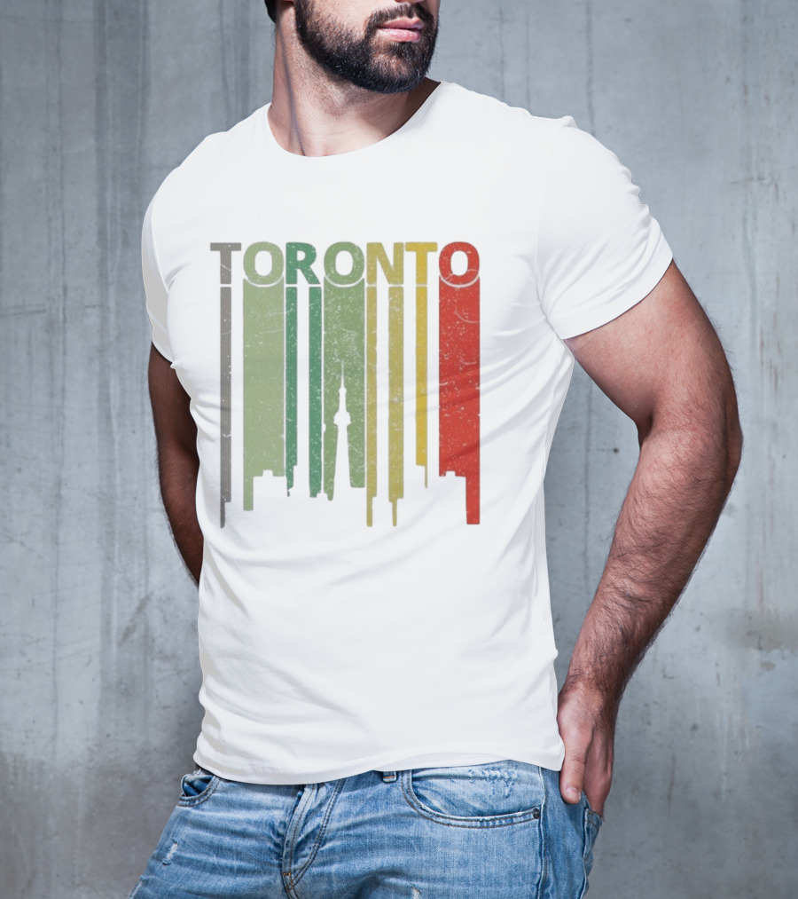 Retro Toronto Skyline Colorful Vertical Lines T-Shirt
