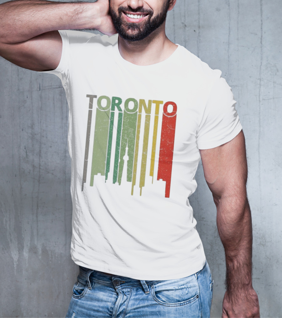Retro Toronto Skyline Colorful Vertical Lines T-Shirt