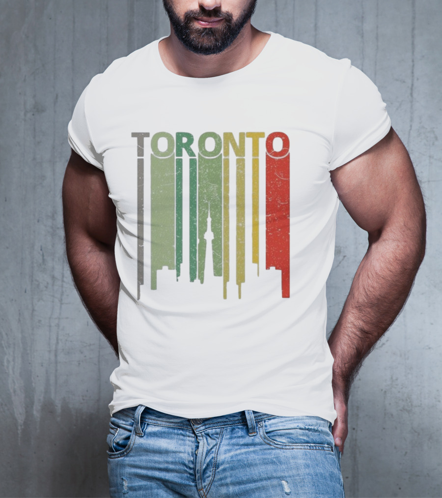 Retro Toronto Skyline Colorful Vertical Lines T-Shirt