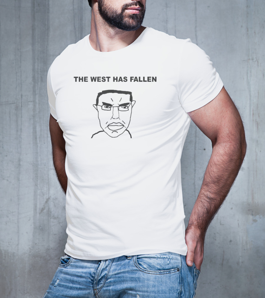 The West Has Fallen Wojak Meme Black Text T-Shirt