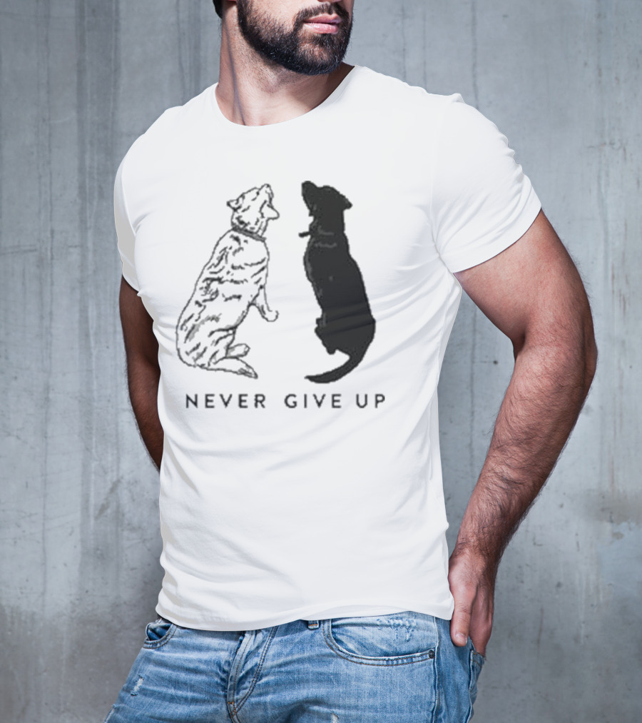 Never Give Up Dog Silhouettes Tors T-Shirt