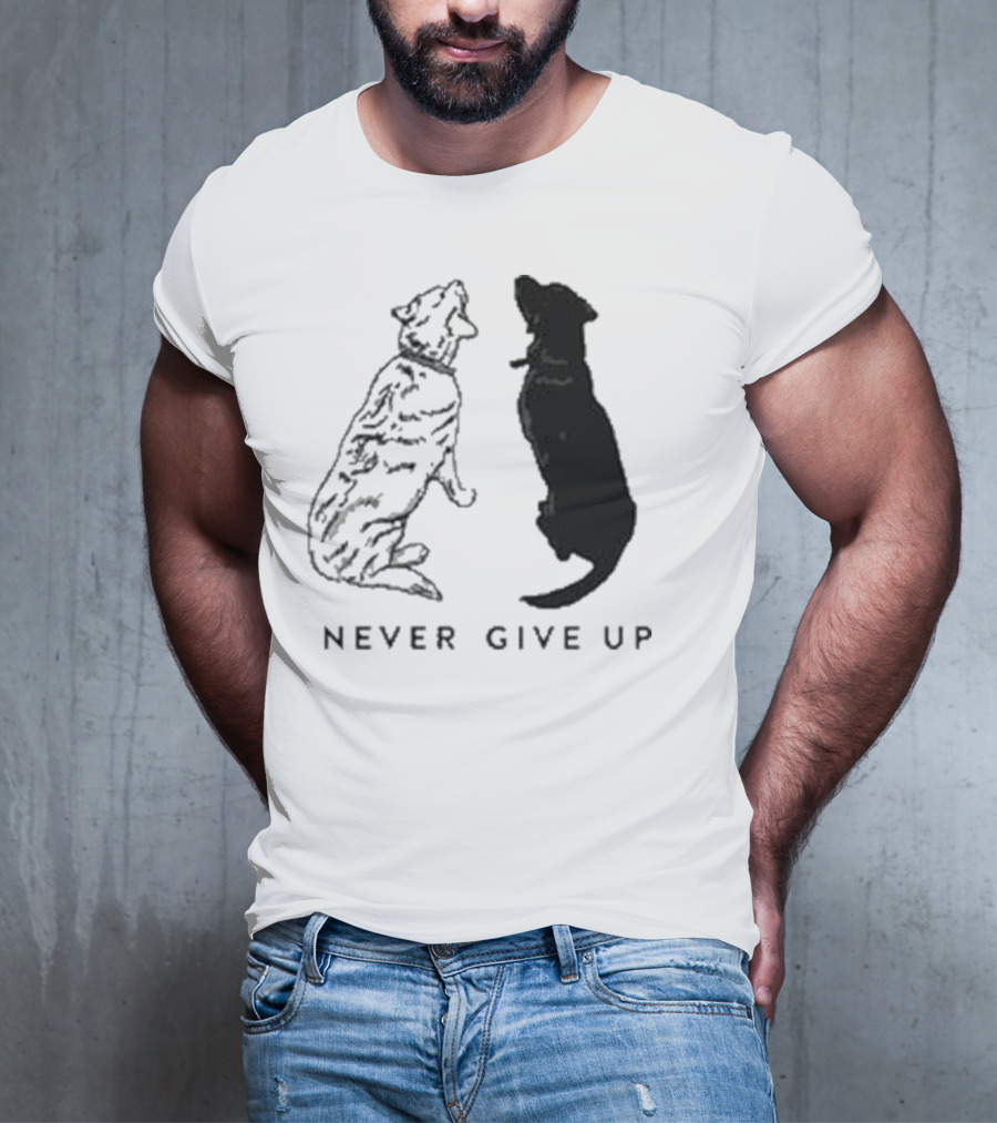 Never Give Up Dog Silhouettes Tors T-Shirt