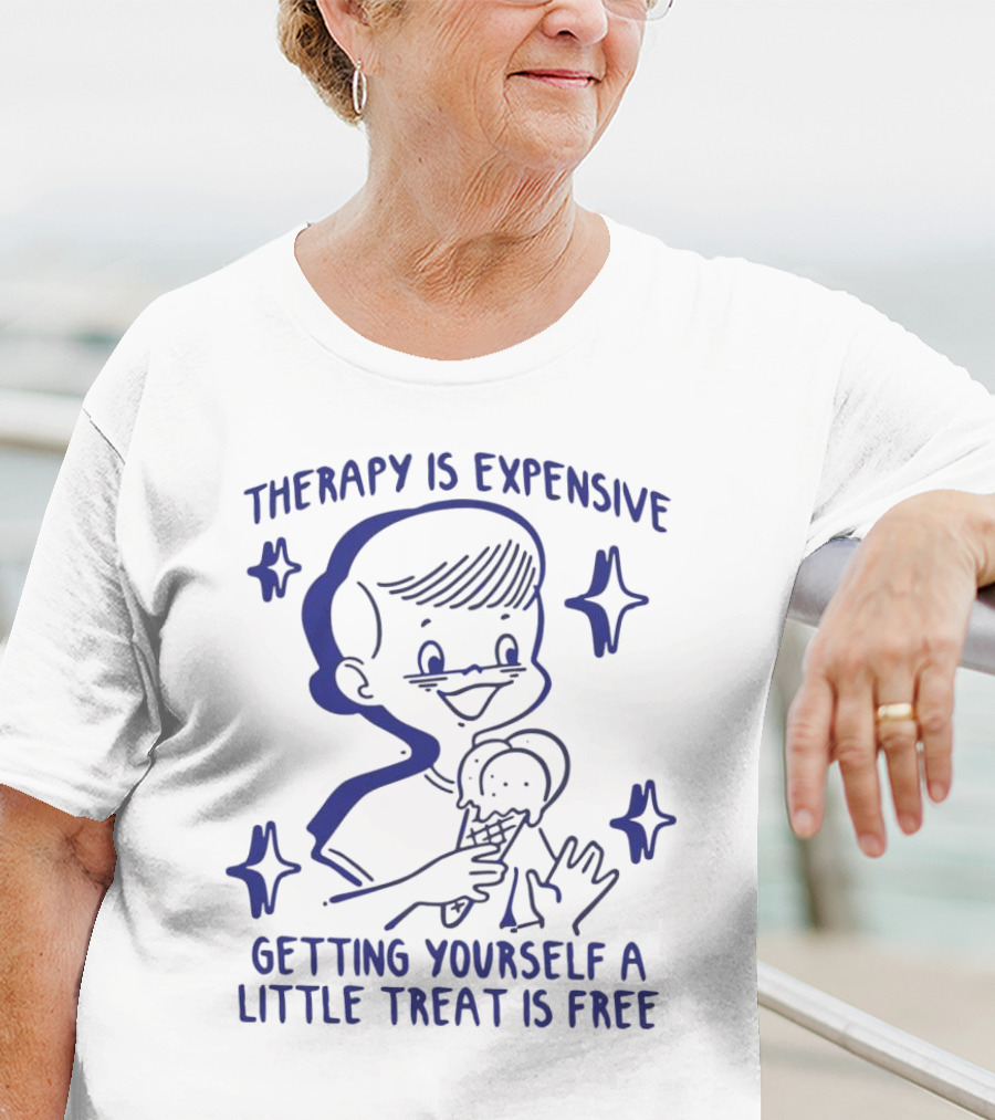 Therapy Is Expensive Getting Yourself A Little Treat Is Free Nostalgic Ice Cream Boy T-Shirt