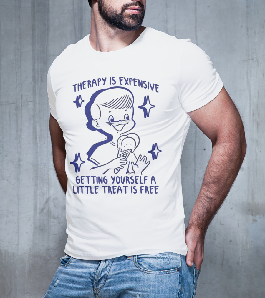 Therapy Is Expensive Getting Yourself A Little Treat Is Free Nostalgic Ice Cream Boy T-Shirt