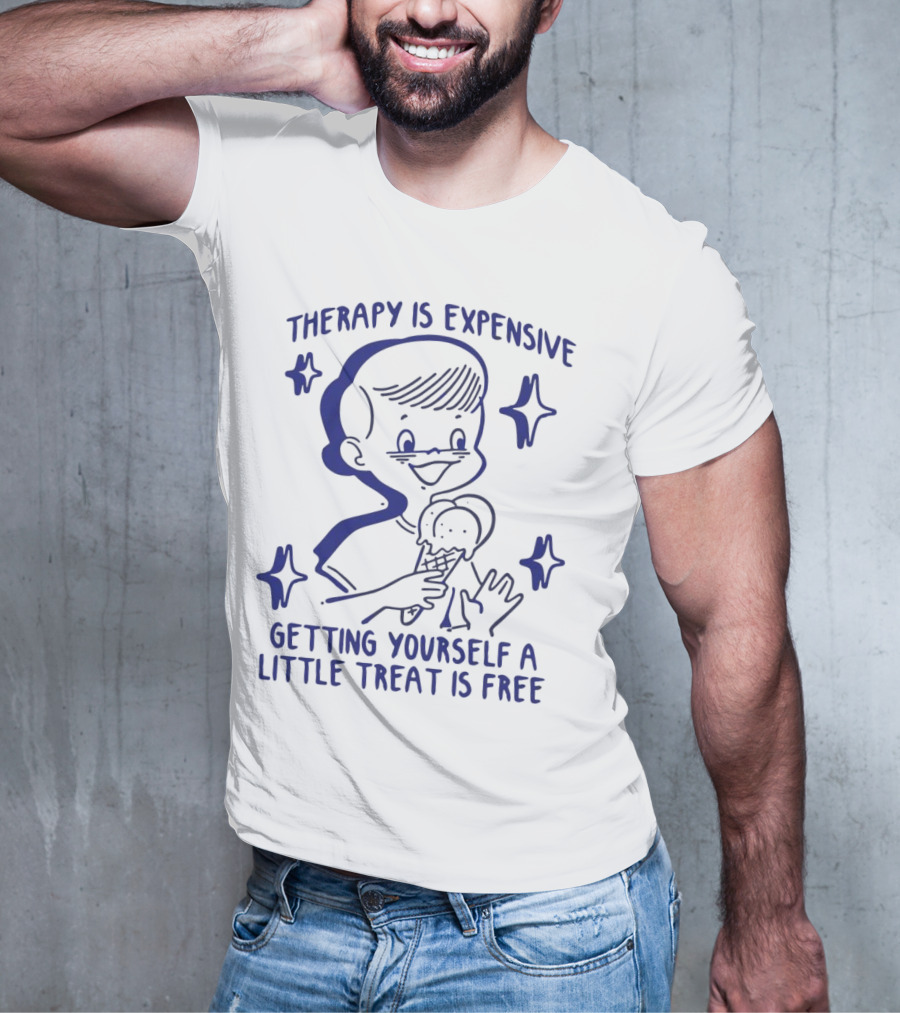 Therapy Is Expensive Getting Yourself A Little Treat Is Free Nostalgic Ice Cream Boy T-Shirt
