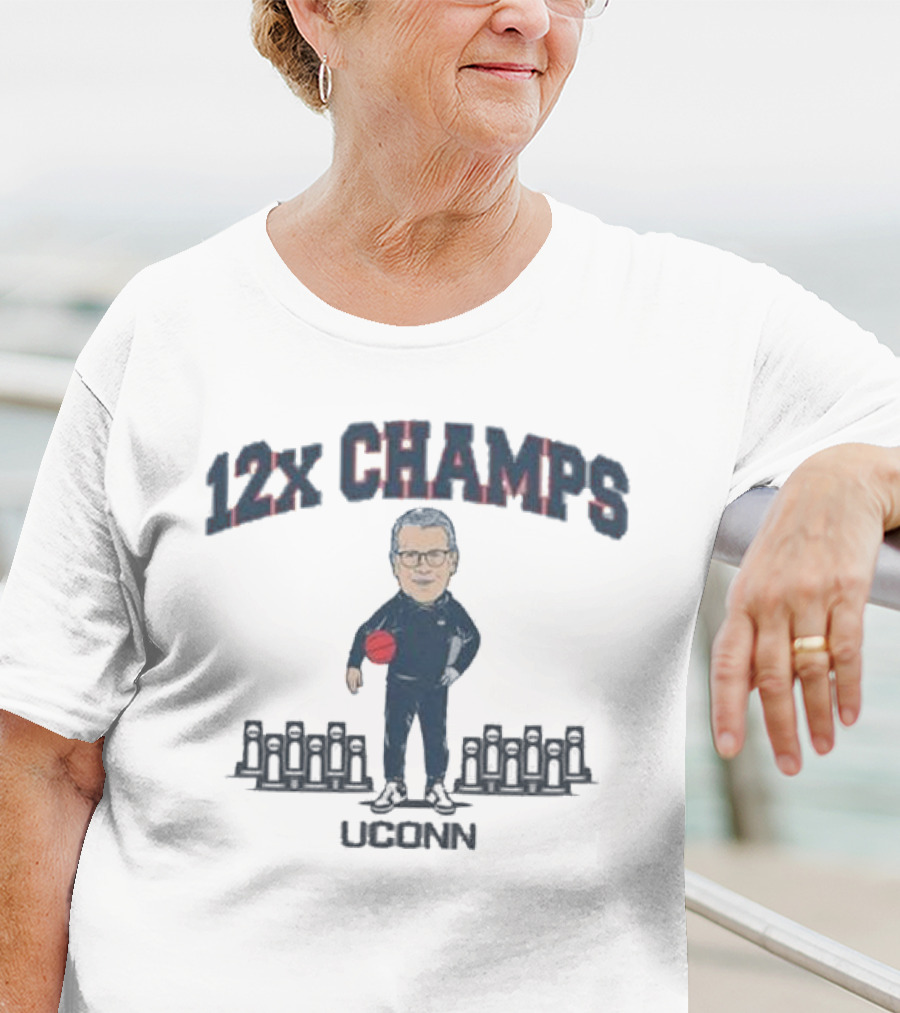 UConn Huskies 12x Champs Geno Auriemma Basketball T-Shirt